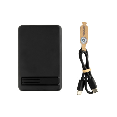 Logo trade promotional merchandise photo of: Zen RCS rplastic 5000 mah 5W magnetic bamboo powerbank