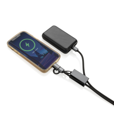 Logo trade advertising products picture of: Terra RCS recycled PET phone cord with dual charge cable