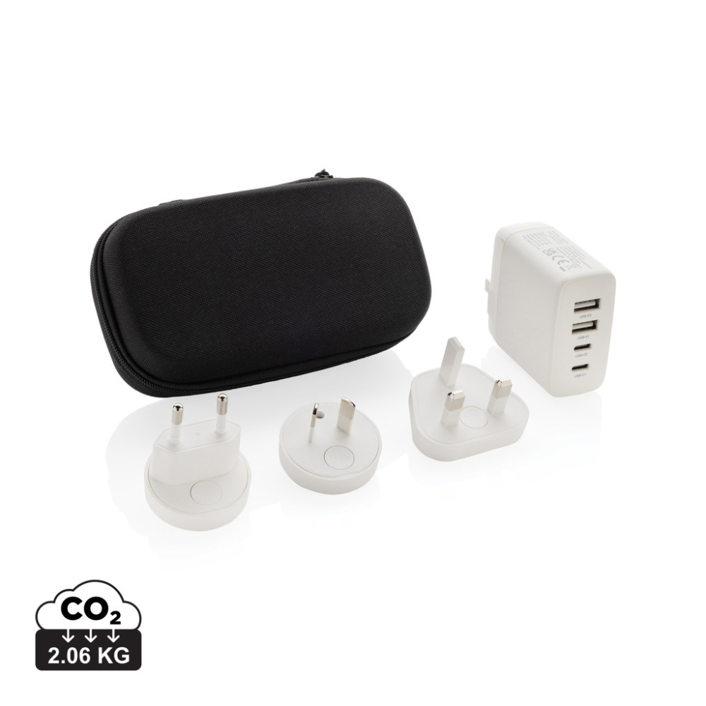 Logo trade advertising product photo of: TravelCharge Pro RCS rplastic travel charger with USB C