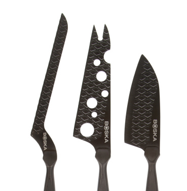 Logo trade promotional merchandise photo of: BOSKA Cheese Knife Set Monaco+ Black