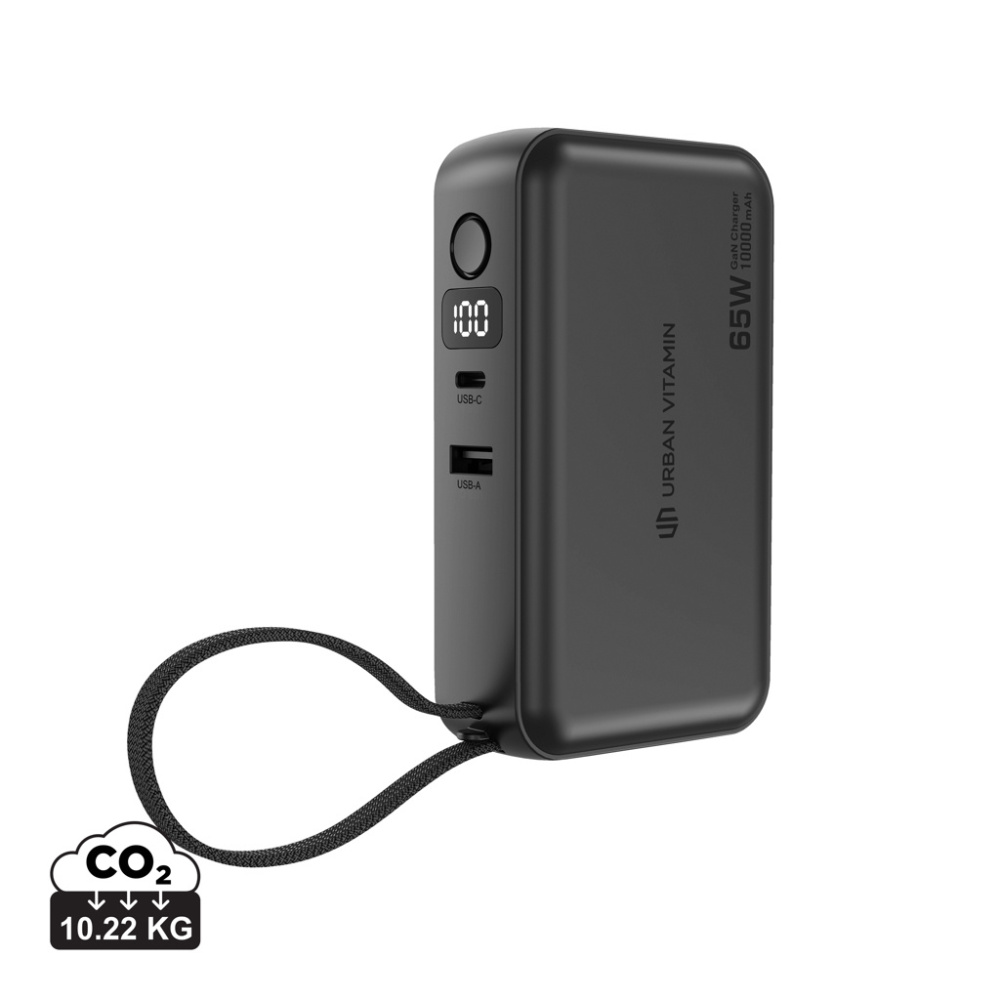 Logo trade promotional merchandise picture of: Urban Vitamin Eureka hybrid GANcharger 10000mah powerbank65W