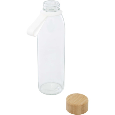 Logo trade promotional giveaways image of: Porto 500 ml glass water bottle with silicone handle and bamboo lid
