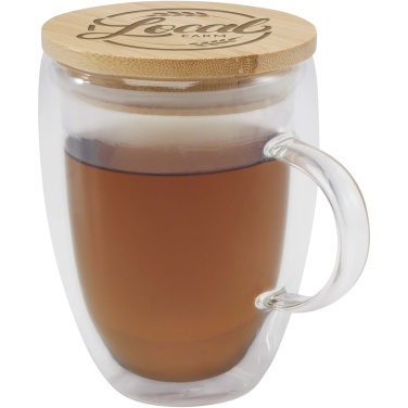 Logotrade promotional product picture of: Leona 350 ml glass cup with bamboo lid