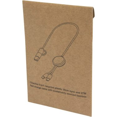 Logo trade advertising products picture of: Citala 5-in-1 recycled plastic 30 cm data sync and 27W fast charge cable