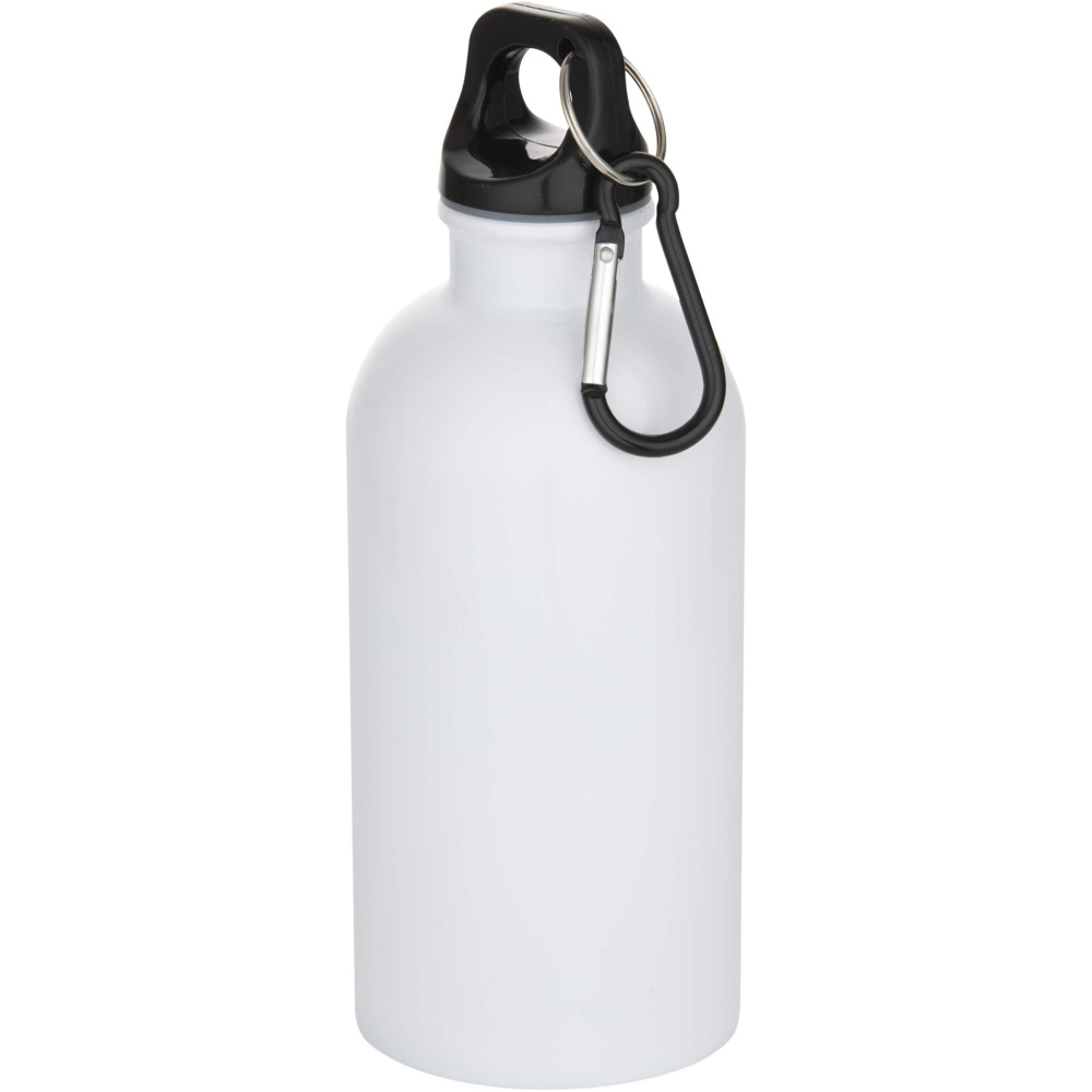 Logo trade promotional gifts image of: Oregon 400 ml sublimation RCS recycled single wall stainless steel water bottle with carabiner
