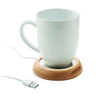 Logo trade promotional products image of: Bamboo mug warmer with USB