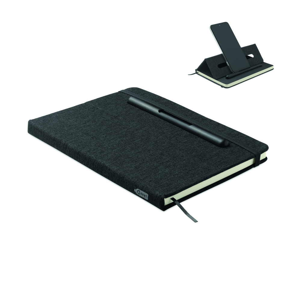 Logo trade promotional items picture of: A5 notebook with phone holder