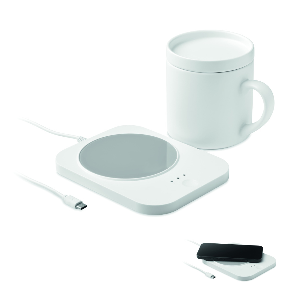 Logotrade promotional merchandise image of: Wireless charger mug warmer set