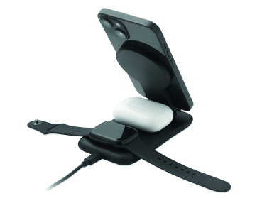 Logo trade promotional gift photo of: 3 in 1 wireless charger 15W