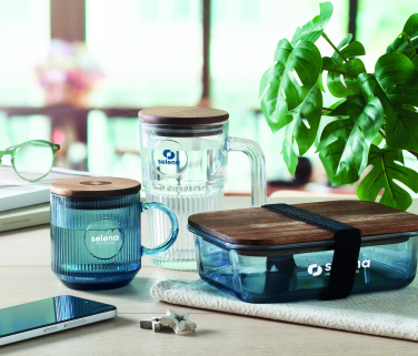 Logotrade advertising product image of: Ribbed glass mug 300ml