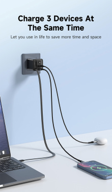 Logo trade corporate gifts picture of: Urban Vitamin Mendocino 65W GaN charger retractable cable