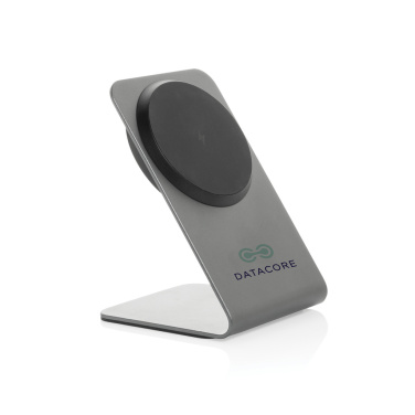 Logo trade promotional items image of: Terra aluminium 15W magnetic wireless charging phone stand