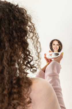 Logotrade corporate gift picture of: Lumora RCS recycled plastic LED re-chargeable make-up mirror