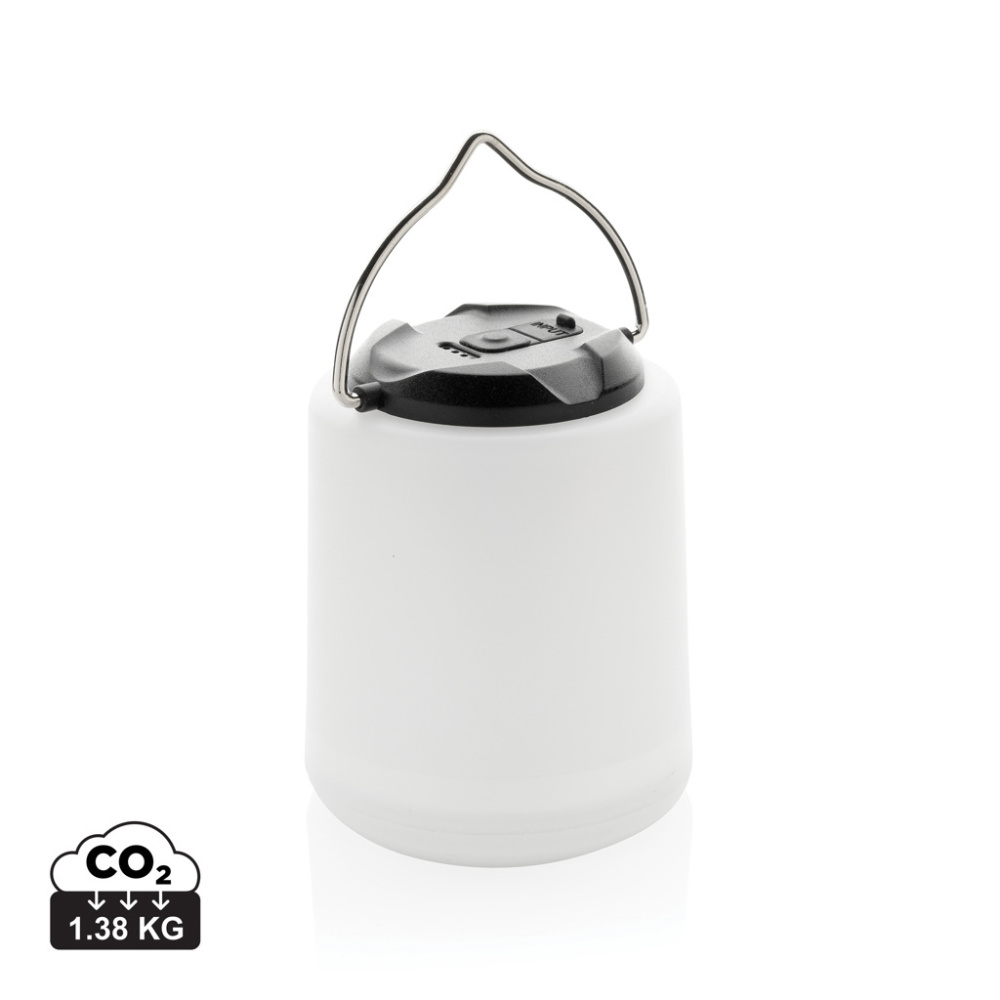Logo trade promotional gifts image of: Limio RCS recycled plastic portable re-chargeable table lamp