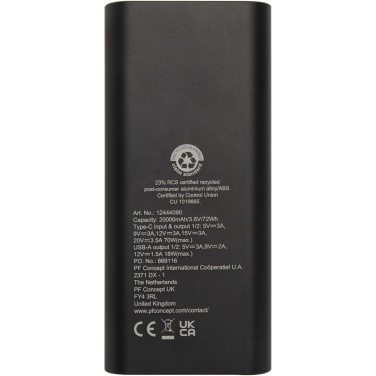 Logotrade corporate gift picture of: Acamar 20.000 mAh 70W recycled aluminium laptop power bank