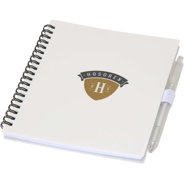 Logo trade advertising products picture of: Niove recycled plastic soft cover notebook and ballpoint pen set (blue ink)