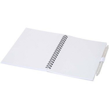 Logo trade corporate gifts image of: Niove recycled plastic soft cover notebook and ballpoint pen set (blue ink)