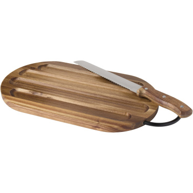 Logo trade corporate gifts picture of: Prestige acacia wood chopping board with bread knife