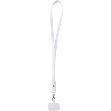 Logo trade promotional merchandise image of: Franz recycled plastic smartphone lanyard with built-in data sync and 65W fast charge 5-in-1 cable