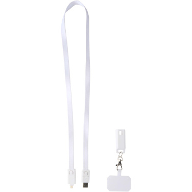 Logo trade promotional merchandise picture of: Franz recycled plastic smartphone lanyard with built-in data sync and 65W fast charge 5-in-1 cable