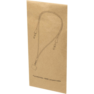 Logo trade promotional product photo of: Funi recycled plastic smartphone lanyard with built-in data sync and 100W fast charge 5-in-1 cable
