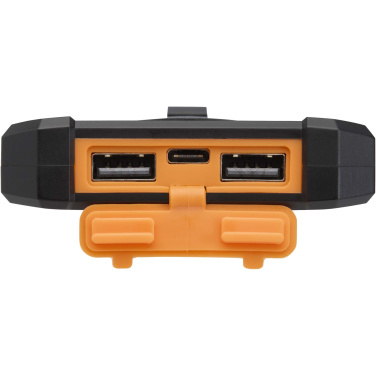 Logo trade promotional gifts image of: Altair 5000 mAh 10W recycled plastic rugged solar power bank with built-in torch