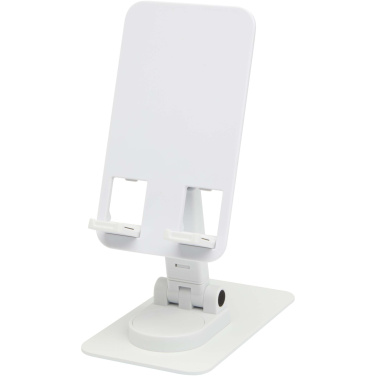 Logo trade corporate gifts image of: Alhena recycled plastic foldeable phone holder with metal desk stand