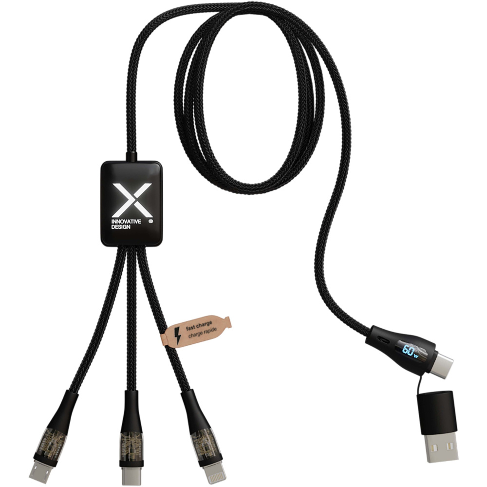 Logo trade promotional giveaways picture of: SCX.design C51 60W 5-in-1 rPET fast charging cable with display