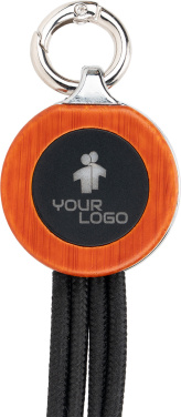 Logotrade promotional item picture of: 4-in-1 cable with elighted logo in a wooden casing