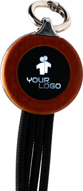Logo trade promotional items image of: 4-in-1 cable with elighted logo in a wooden casing