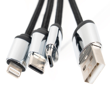 Logotrade corporate gift image of: 4-in-1 cable with elighted logo in a wooden casing