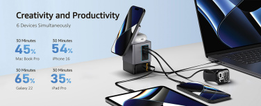 Logotrade business gift image of: Urban Vitamin Sacramento 105W GAN charger+retractable cables