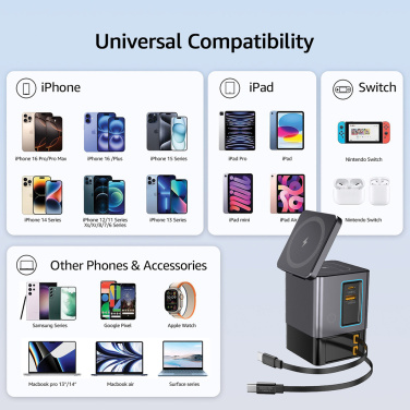 Logo trade promotional products image of: Urban Vitamin Sacramento 105W GAN charger+retractable cables