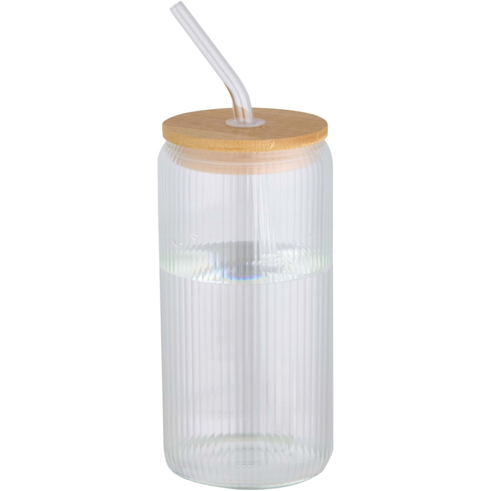 Logo trade promotional items image of: Mirage 500 ml single-walled borosilicate glass jar with bamboo lid