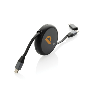 Logo trade promotional gifts picture of: Terra RCS recycled aluminium retractable 240W 2-in-1 cable