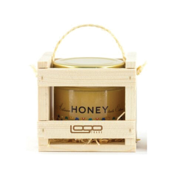 Logotrade corporate gifts photo of: ##Flower honey in a wooden box, 300 ml with custom design