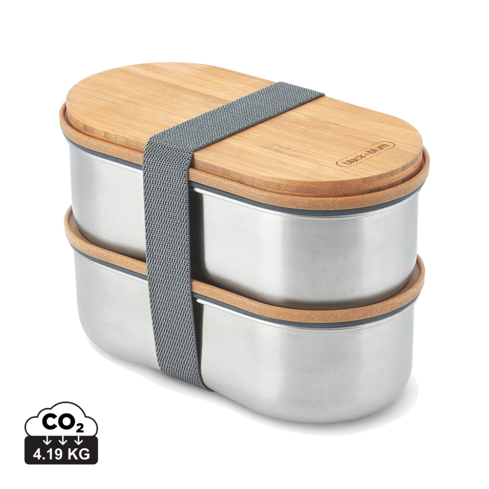Logo trade promotional products picture of: Black+Blum Stainless Steel Double Bento Box