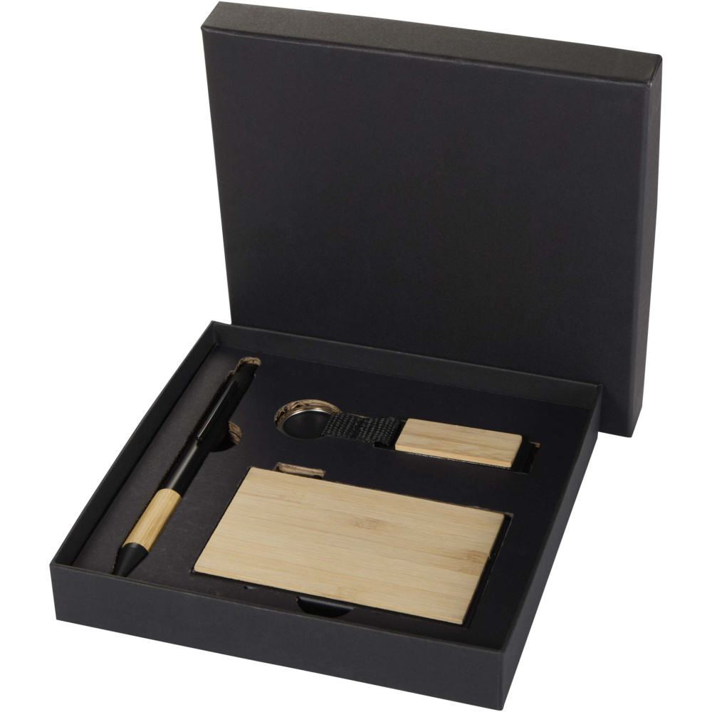 Logotrade promotional giveaway image of: Minka RCS recycled aluminium ballpoint pen, keychain and RFID card holder gift set