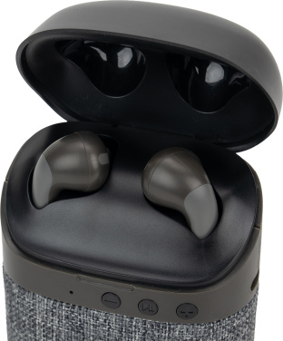 Logotrade corporate gift image of: Bluetooth Speaker HF01 with Built-in Earbuds 2 in 1