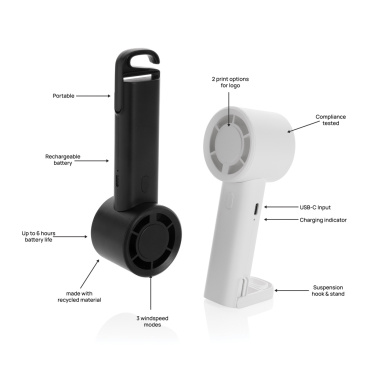 Logotrade advertising product image of: Twist RCS recycled plastic re-chargeable portable fan