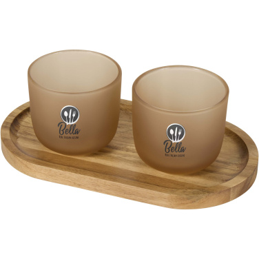 Logo trade promotional products image of: Male wooden serving tray and glass cups set