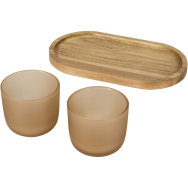 Logotrade promotional products photo of: Male wooden serving tray and glass cups set