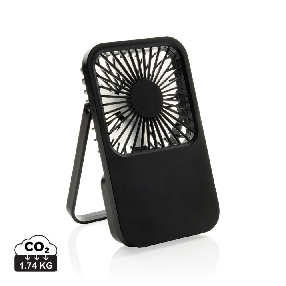 Logo trade corporate gifts image of: Aervina RCS recycled plastic re-chargeable desk fan