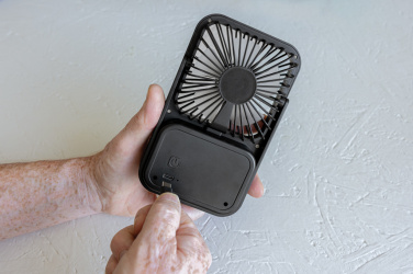 Logo trade promotional gifts picture of: Aervina RCS recycled plastic re-chargeable desk fan