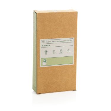 Logo trade promotional giveaways image of: Aervina RCS recycled plastic re-chargeable desk fan