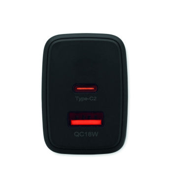 Logo trade corporate gifts image of: EU 2-pole wall adapter/charger