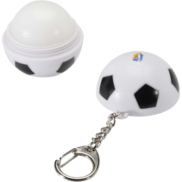 Logo trade promotional giveaway photo of: Rami football-shaped vanilla lip balm with SPF 15 and keychain