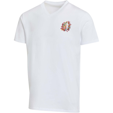 Logo trade advertising products image of: Balfour 200 g/m² short sleeve v-neck unisex OCS organic t-shirt