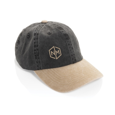 Logo trade promotional items image of: BEAU AWARE™ Washed 6 panel 270gsm cotton twill two tone cap