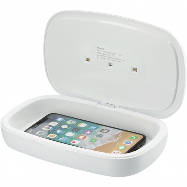 Logo trade reklaamtoote pilt: UV-kapsel nutitelefoni desinfitseerimisvahend koos 5 W juhtmevaba laadimispadjaga